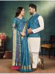 Couples Matching Outfits Mens Kurta Pajama Koti and Women's Saree