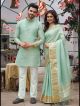 PISTA COUPLE MATCHING DRESS UNIQUE SILK SAREE AND KURTA