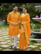 Princy Haldi Yellow Kurta and Saree Combo for Happy Couple