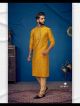 Mustard Slub Silk Embroidered Kurta Pajama