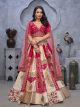 The Red and White Raw Silk Masterpiece Lehenga