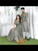 Lovely Grey Couple Dress Silk Saree & Kurta