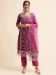Wine Faux Georgette semi-stitched Suit