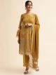 Mustard Faux Georgette semi-stitched Pant Style Suit
