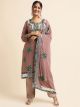 Brown Faux Georgette semi-stitched Pant Style Suit