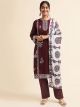 Wine Faux Georgette semi-stitched Pant Style Suit