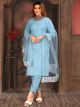 Sky Blue Cotton Readymade Suit