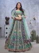 Green Organza Silk Intricate Paisley Motifs Traditional Embroidered Wedding Lehenga Choli