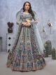 Grey Organza Silk Intricate Paisley Motifs Traditional Embroidered Wedding Lehenga Choli