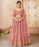 Pink Aari embroidered banarasi lehenga for wedding
