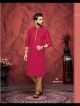 Pink Slub Silk Stripes Kurta Pajama