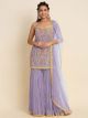 Purple Georgette semi-stitched Sharara Suit