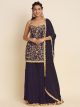 Dark Purple Georgette semi-stitched Sharara Suit
