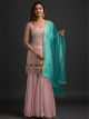 Peach Georgette semi-stitched Sharara Suit