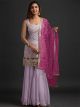 Purple Georgette semi-stitched Sharara Suit