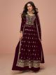 Maroon Vichitra Silk semi-stitched Naira Cut Suit