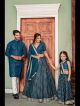 Teal Heavy Georgette Family Matching Combo Set