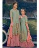 Green & Pink Stunning Sharara Suit - Mother Daughter Dresses Combo