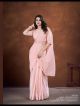 Peach Crepe Satin Silk Saree