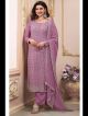 Mauve Chinnon Embroidered Suit