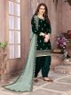 Pine Green Velvet Patiala Suit For Winter