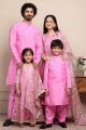 Ethnic Rouge & Silver Gota Patti Gown with Matching Kurta Pyjama Family Combo Set
