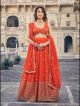 Orange Embroidery Lehenga Choli With Dupatta