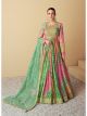 Pink & Green Muslin Anarkali Suit