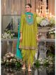 Olive Green Chinon Patiyala Suit