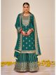 Green Faux Georgette Palazzo Suit