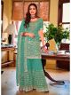 Sea Green Faux Georgette Palazzo Suit