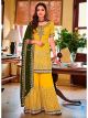 Yellow Faux Georgette Palazzo Suit