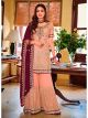 Peach Faux Georgette Palazzo Suit