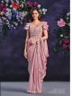 Pink Crepe Satin Silk Stitched Saree