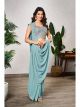 Blue Ready To Wear Saree With Stitched Blouse