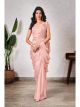 Peach Ready To Wear Saree With Stitched Blouse