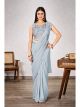Grey Ready To Wear Saree With Stitched Blouse