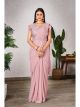 Pink Ready To Wear Saree With Stitched Blouse