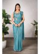 Sky Blue Ready To Wear Saree With Stitched Blouse