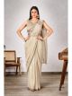 Beige Ready To Wear Saree With Stitched Blouse