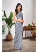 Purple Ready To Wear Saree With Stitched Blouse