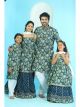 Navy Blue Peplum Top With Lehenga Set with Matching Kurta Pajama Family Twin Set