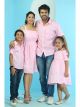 Powder Pink Ruby Cotton Olivia Off Shoulder Family Set With Matching Dress & Shirt