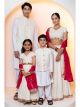 Sparkling White Embroidered Family Matching Dresses Combo