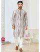 Off White Digital Printed Kurta Pajama