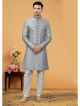 Silver Art Silk Indo-Western Sherwani