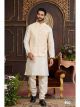 Beige 3 Pcs Jacket Set For Men