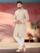 Cream Linen Nawabi Indo Western Sherwani