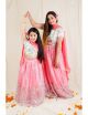 Peach and White mother daughter twinning dresses set