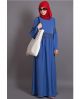 Electric Blue Lace at waist and sleeve classic abaya